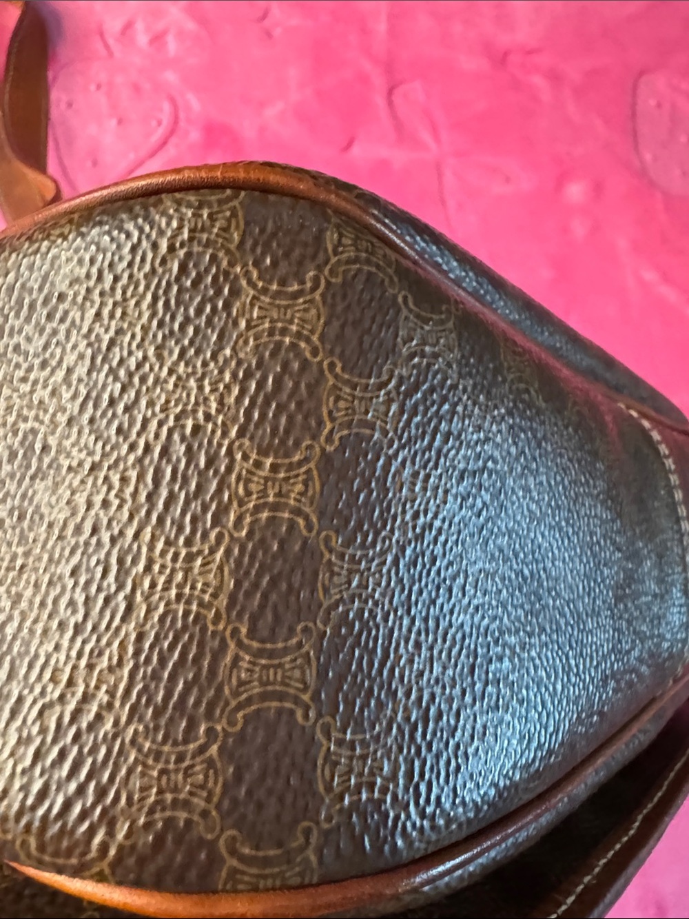CELINE Vintage Macadam Triomphe Structured Crossbody Bag M14 Made In Italy - Picture 7 of 15